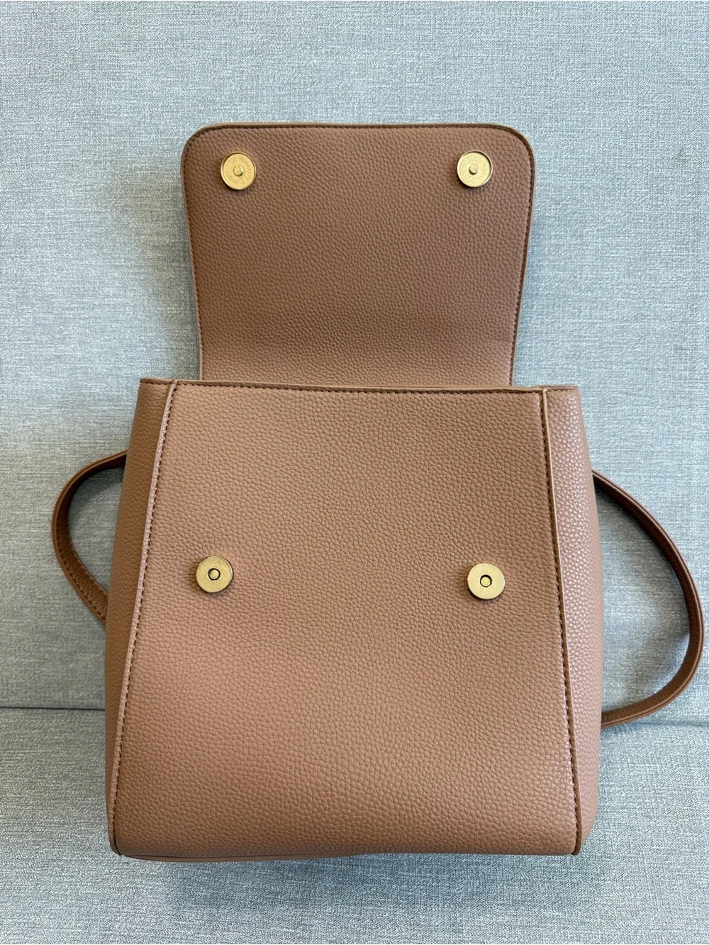 Structured Faux Leather Backpack Crossbody Backpack Handbag in Brown